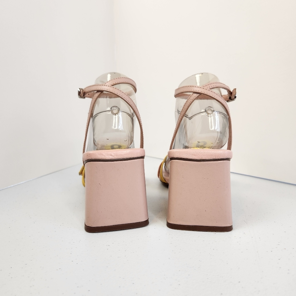 Free People Niki Strappy Heels Sandal Size 40 9.5 10 Pink Leather Block Heel New - Picture 9 of 13